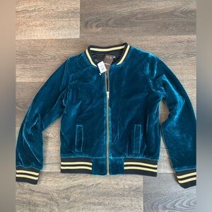 Kidpik blue green velvet jacket.  Girl’s size Large/12.  New with tags.